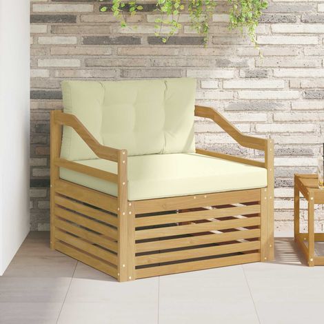Canapé de jardin modulable en bois d'acacia massif Blanc et crème 87 x 83 x 73 cm - PANGIVO (1/5)