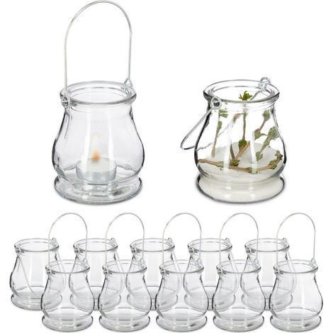 Juego de 12 faroles transparentes