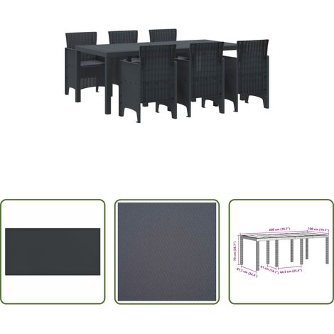 Garten Tisch - Garten Essgruppe 7 pcs Anthrazit Polypropylen (1/5)