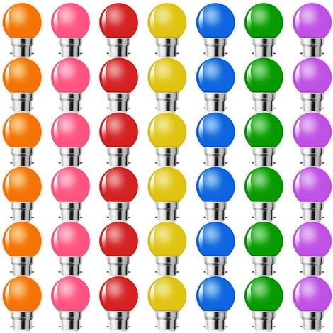 Ampoule LED B22 Baïonnette Ampoule Guirlande Exterieure Ampoules B22 LED 2W G45 Rouge Jaune Bleu Vert Orange Rose Violet Chaîne Veilleuses Fête (1/3)