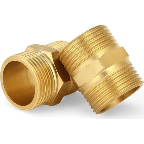 3/4"-Doppelnippel aus Messing mit Außengewinde, zweiteilig, sechseckig, für Duschschlauch, Druckminderer, Sicherheitsbaugruppe für Warmwasserbereiter, Heizkörper