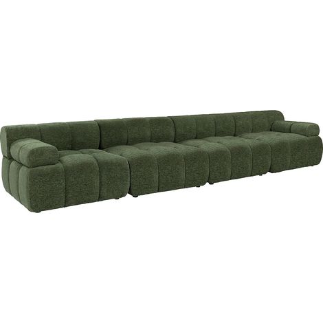Divano modulabile 5 posti in tessuto melange Verde - FACIVIL (1/5)