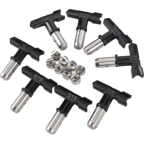 Kit 8 Embouts de Pulvérisateur Sans Air 209 211 313 415 515 521 619 623 Buse Noire pour Pistolet Airless (1/5)