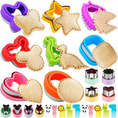 26-delige Kinderrepen en Versluiterset, Crustloze Sandwichtrimmer, Lunchbox y Bentoboxaccessories for Meisjes y Jongens