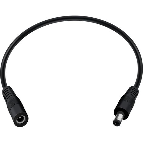Cable DC 5521 Prise DC Male Femelle 12V 24V 18AWG Câble D'extension Prise DC 5,5mm x 2,1mm pour Bande Lumineuse LED, Caméra CCTV, DVR (Noir, 0.3 m) (1/5)