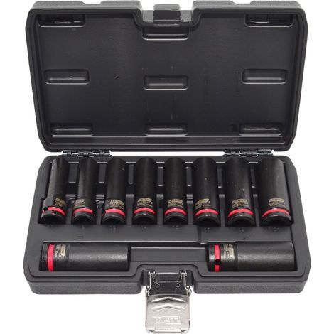 Awtools zestaw nasadek udarowych 1/2" 10cz. 10-24mm długie black line (1/4)