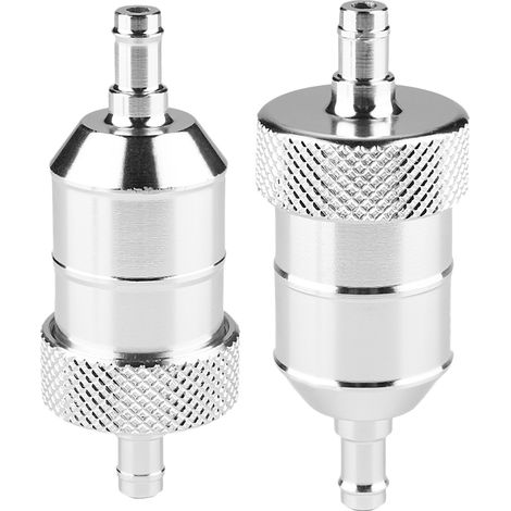 Universeller 8-mm-Motorradkraftstofffilter, Kraftstofffilterreiniger, silbernes Aluminiumteil, tankkompatibel, einfacher Austausch. (1/5)