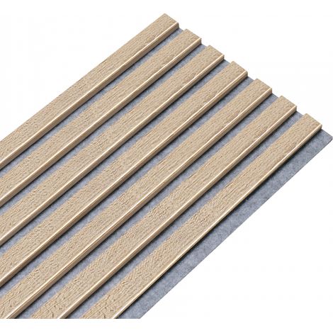 Decoon – Panneau décoratif mural acoustique 120 x 30 cm – Tasseaux bois décor chêne – Feutrine grise 8 mm – Isolation phonique