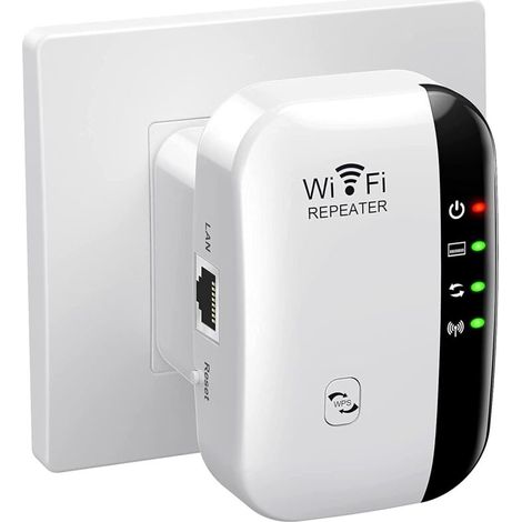 Répéteur WiFi Puissant 300Mbps Amplificateur WiFi Puissant 2.4GHz WiFi Range Booster WiFi Répéteur Extenseur sans Fil avec Port Ethernet, WiFi Extender WiFi Booster, RJ45, Protection WPS (1/5)