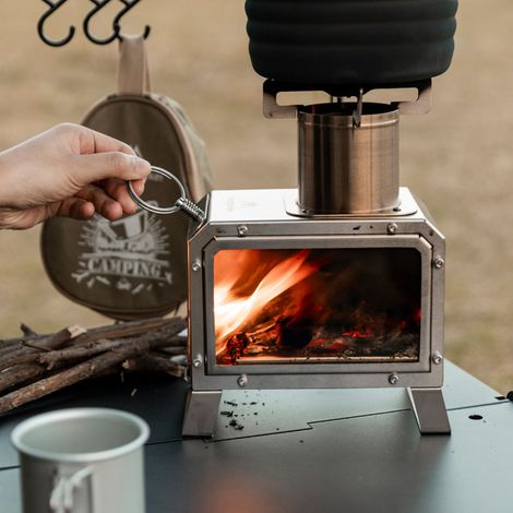 Poêles de Camping en plein air, four Portable en acier inoxydable, multifonctionnel, pique-nique barbecue, accessoire de cuisine, bois de chauffage (1/5)