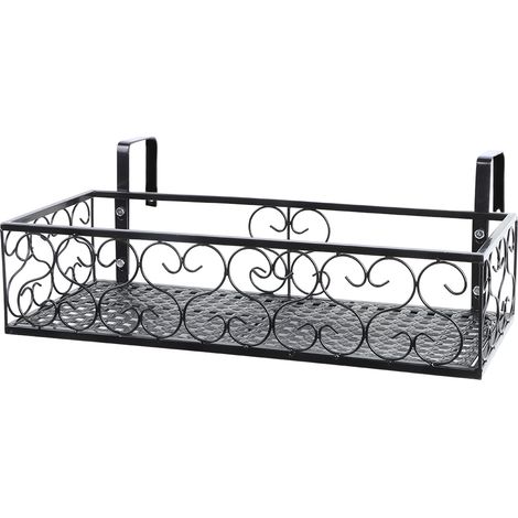 Étagère à fleurs suspendue en fer pour balcon, support pour pots de fleurs, rangement pour plantes, étagère décorative pour rambarde (1/5)
