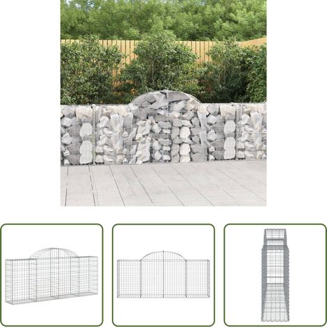 Barrières de jardin - Panier de gabions arqué 200x30x80/100 cm Fer galvanisé (1/5)