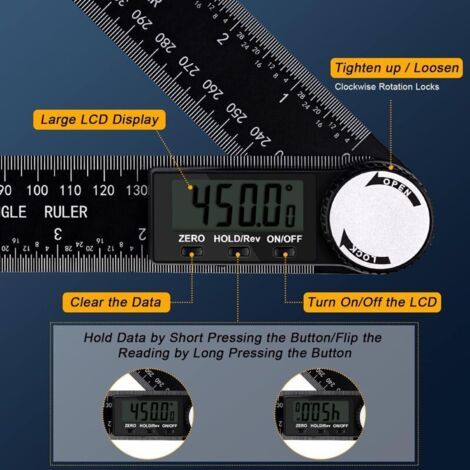Détecteur D'angle Numérique, Règle D'angle D'outil de Mesure D'angle de Rapporteur D'inclinomètre Numérique avec écran LCD pour la Réparation de (1/5)