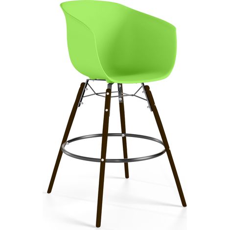 Bar Stool - Scandinavian Design - Dark Wood Legs - Pirela Pastel green