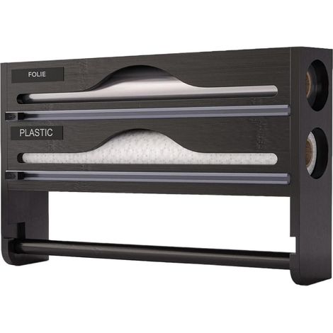Dispensateur De Film Alimentaire - Coupeur Intégré - Support Mural Pour Rouleaux De Papier Cuisine - 35 2 X 7 X 21 Cm - Acier Inoxydable - 3 Rouleaux