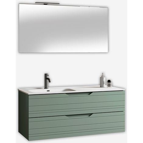 Mobile bagno sospeso con lavabo e specchio Solmira SX - Verde