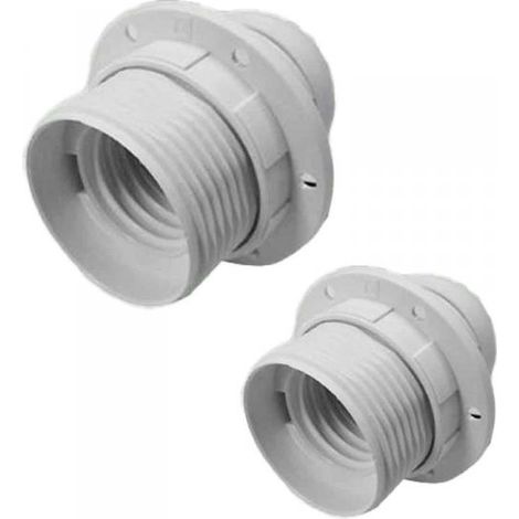 2 Pezzi Portalampade E27, Portalampada in Termoplastico Bianco Con Ghiera