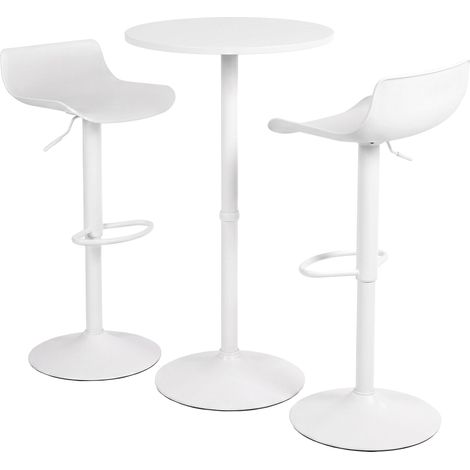 Set de 2 taburetes de bar con mesa alta Fernie Blanco (1/5)