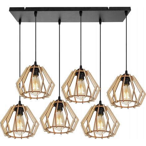 LÁMPARA DE TECHO COLGANTE LED MODERNA DE MADERA