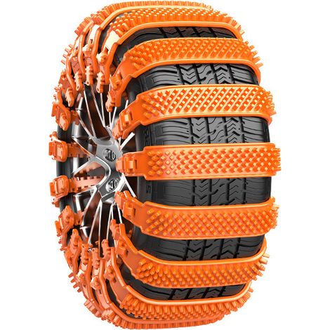 Chaînes à Neige pour Auto 10Pcs Réutilisables Chaine Neige Universelle pour Voiture Camion SUV Adaptées aux Pneus Largeur 165mm - 275mm pour Boue, Sable, Neige, Glace(Orange) (1/5)