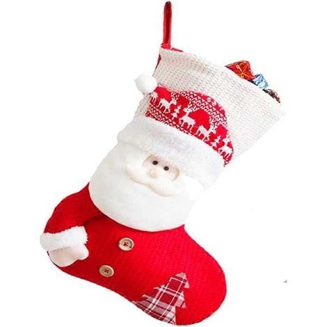 Chaussette de Noël en peluche à suspendre, avec support Père Noël et bonhomme de neige, pour décorer le sapin de Noël. (1/5)