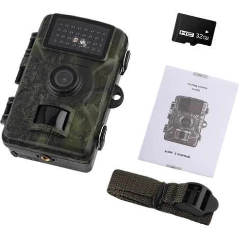 Caméra Faune Sauvage Caméra Étanche 1080P De Suivi La Faune, 16mp, Vision Nocturne, Mouvement en Plein Air, Observation des Animaux, Chasse avec Carte TF 32 Go Surveillance Fiable Précise (1/5)