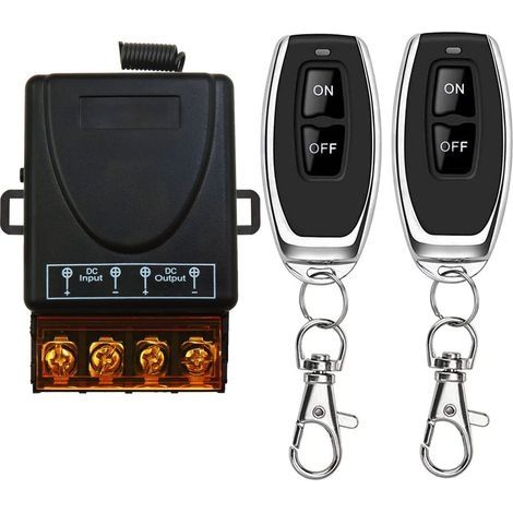 Commutateur de télécommande sans fil 433Mhz Contrôle radio DC 12V 24V 36V 48V 12V-75V 40A Relais récepteur et émetteur porte-clés pour l'éclairage des appareils ménagers de la pompe à eau (1/5)