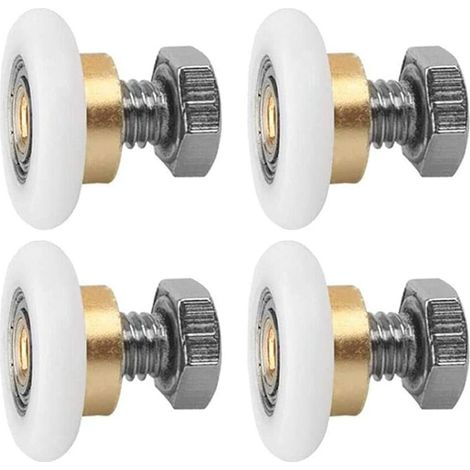 Rodillo para puerta corredera, paquete de 4 ruedas de ducha, toboganes de ducha, rodillo para puerta de ducha, ruedas corredizas, rueda de repuesto para puerta (20 mm) (1/5)