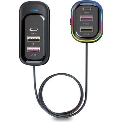 Caricabatterie USB multifunzione per auto 18W + 15W con ricarica rapida, 5 porte di ricarica e display di tensione per auto, camion, furgoni e SUV (12-24V) - Crezuo