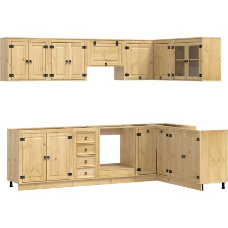 Armoire avec tiroir avec porte SKI 10 pcs Brun Miel Pin massif