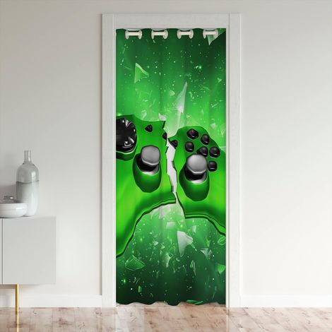 Poignée De Jeu Rideau De Porte 132 x 203 Cm Console Jeux Poignée Jeu Rideau Occultant Rideaux Vidéo Jeux Gradient Vert Controller Décor Rideaux Exterieur D'entrée - 132L X 203H cm (1 Panneaux) (1/5)