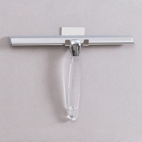 Raclette de douche en acier inoxydable – Lame en silicone de 30 cm – Crochet mural pour salle de bain et miroir – Poignée ergonomique (1/5)
