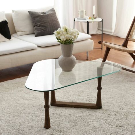 Dmora - Wohnzimmertisch Dagliard, Niedriger Wohnzimmertisch, Kaffeeregal, Couchtisch für Sofa, 96x81h41 cm, Nussbaum (1/5)