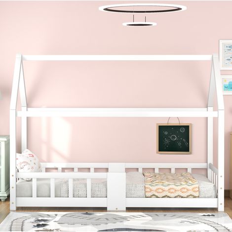 MEUBLIV Lit enfant 90x200 cm blanc – avec tableau et barrières, sans matelas (1/5)