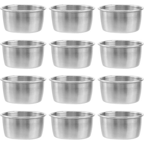 Lot de 12 coupelles à sauce en acier inoxydable pour condiments, idéales pour les restaurants, les fêtes à la maison et autres réceptions.-Silver (1/2)