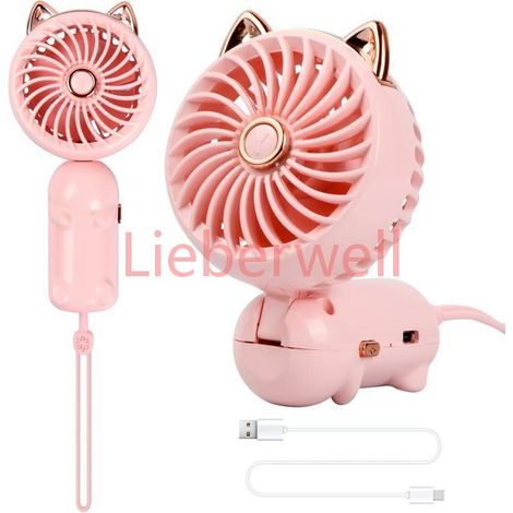 Ventilateur portatif, mini ventilateur USB, ventilateur portable à batterie rechargeable, 3 vitesses, petit ventilateur personnel (1/5)