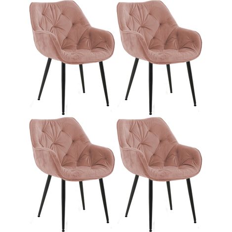 4er Set Stuhl Tanna Samt rosa