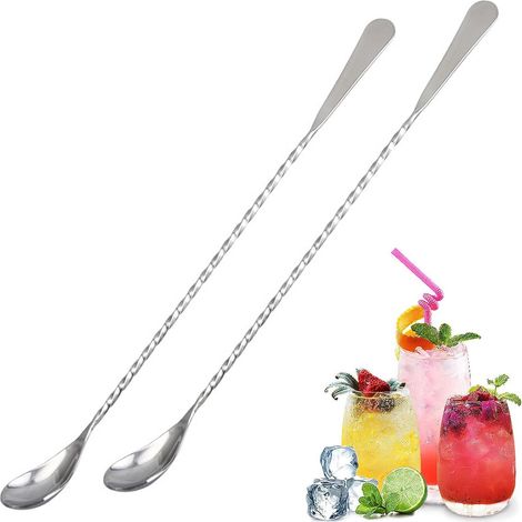 Cuillère À Cocktail - Acier Inoxydable - Longueur 30 Cm - Pour Mélange Et Superposition - Lot De 2 (1/5)