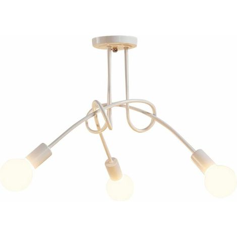 3 Lampes Plafonnier Moderne, Vintage Lustre Lampe de Plafond Luminaire E27 Rétro pour Salon Salle à Manger Chambre Hôtel Décoration D'intérieur, 55CM, Blanc BLOW (1/4)