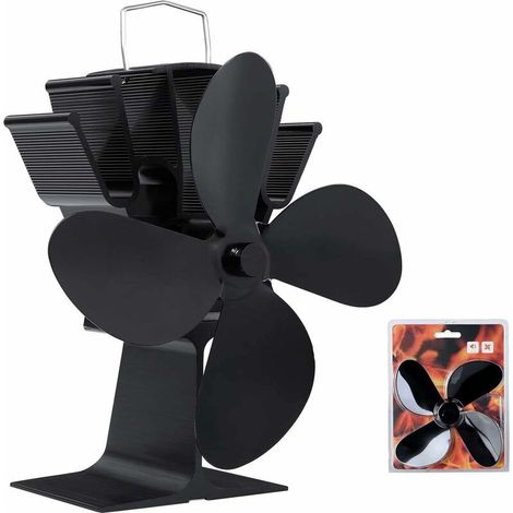 Ahlsen Ventilador de estufa de 4 aspas, funcionamiento silencioso alimentado por calor, ventilador para hogar eficiente y respetuoso con el medio ambiente con cuchilla de repuesto (1/5)