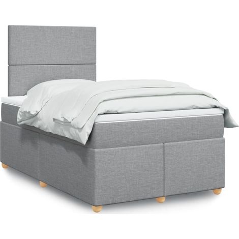 Boxspringbett mit Matratze Hellgrau 120x200 cm Stoff