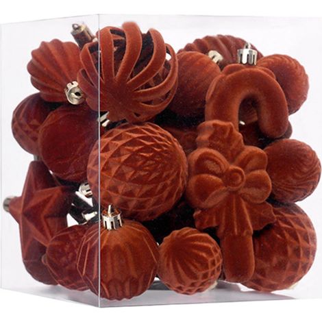 Boules De Noël - 28 Pièces Revêtues De Flocon - Pour Arbre De Noël - Lot Complet (1/5)