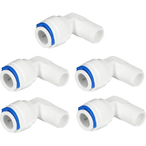 Bezugsquellen: 5er-Pack Schnellkupplungen für Wasserleitungen (1/4 Zoll Außengewinde auf 3/8 Zoll Außendurchmesser), kompatibel mit Wasserreinigern und Filterschläuchen.