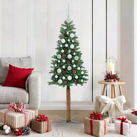 Schlanker Weihnachtsbaum mit 150 LEDs mit Ständer Grün 150 cm