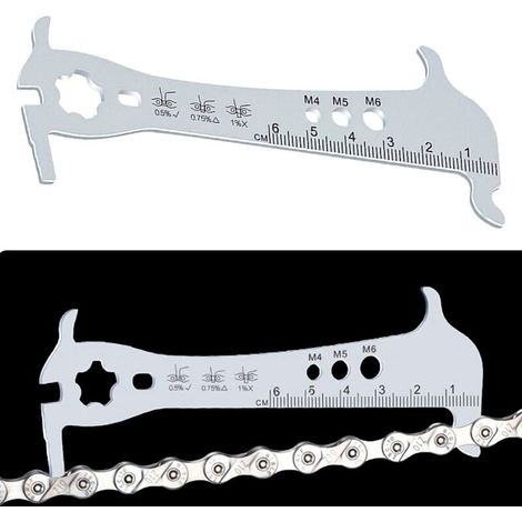 d'usure Chaine de Vélo Indicateur d'usure Outil Règle Réparation Inoxydable Jauge de Chaîne Vérificateur Indicateur d'usure pour Bicyclettes. (1/5)