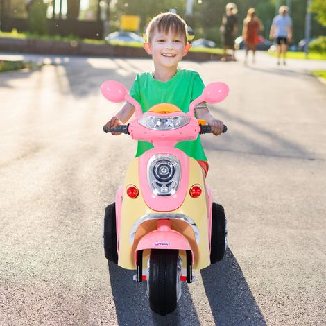Moto électrique pour enfants, voiture électrique, véhicule pour enfants, tricycle, 6V, métal+PP, 108x51x75cm (rose+jaune) (1/5)