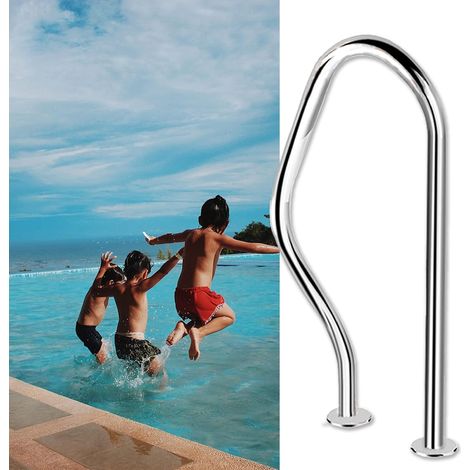 Main Courante de Piscine 80 x 47 cm poignée de Piscine en Acier Inoxydable, Barre d'appui de Balustrade de Spa à 3 Arches, Main Courante de Piscine argentée pour piscines, Positions inclinée