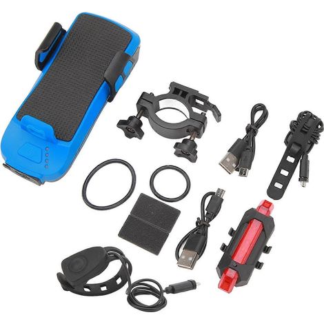 Fahrrad-Handyhalterung, Fahrradscheinwerfer mit USB-Ladefunktion, 3 Beleuchtungsmodi, rutschfest, mit Powerbank (1/5)