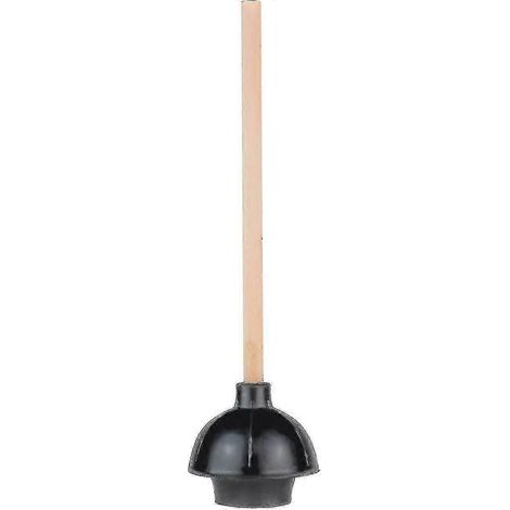 Ventouse de toilette en caoutchouc, double ventouse à poussée, robuste, qualité professionnelle avec manche en bois (1/5)