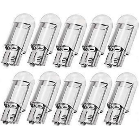 Lot de 10 ampoules LED T10 W5W COB pour voiture, plafonnier, feu de position, éclairage de plaque d'immatriculation, 168 194 192, 12 V CC, blanc (1/5)